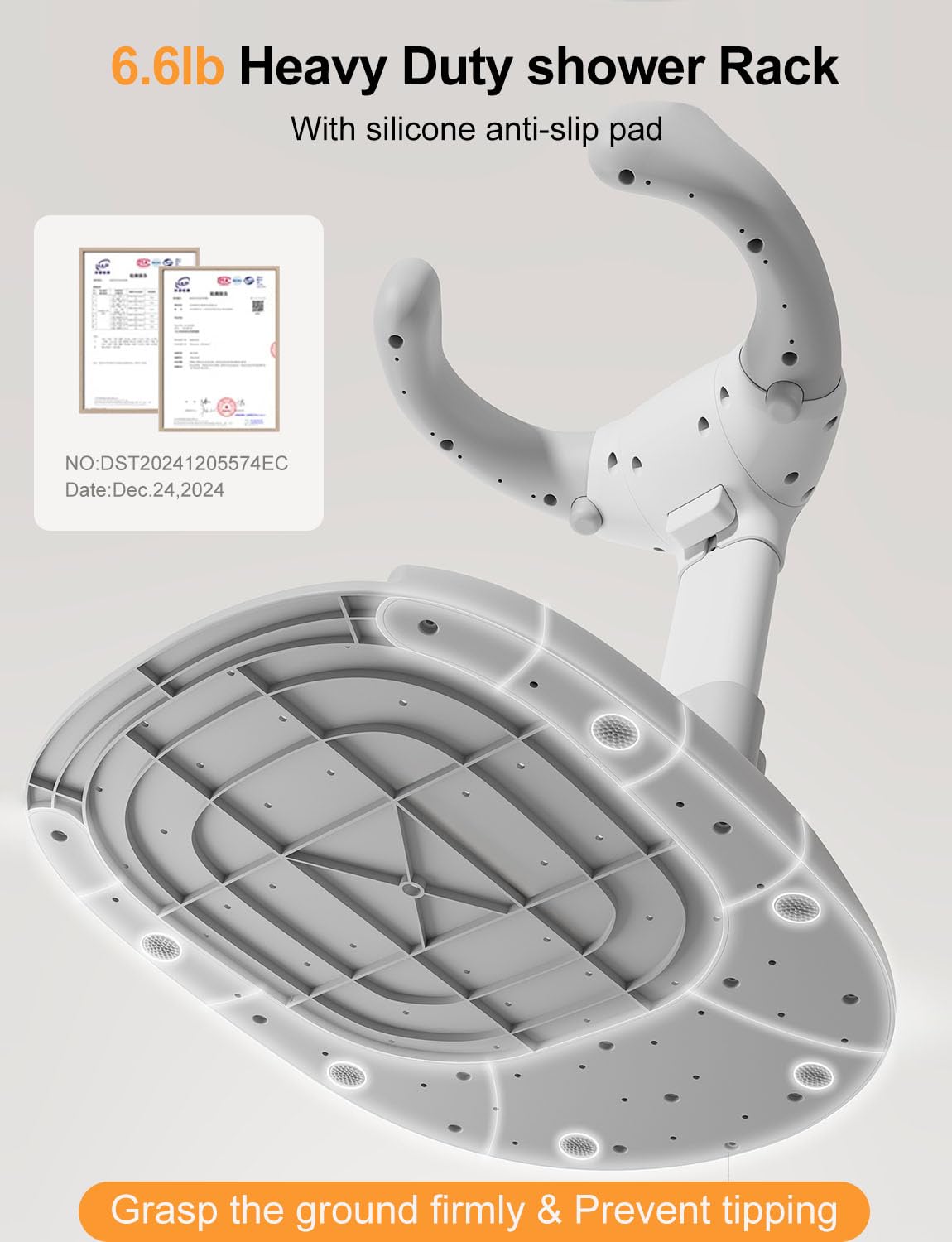 (3 in 1) Baby Shower Stand, Adjustable Baby Bath Stand with Safety Handle,Shower Head Holder for Babies 6-36 Months Baby & Toddlers,Bath Essentials for Infants（Gray White）