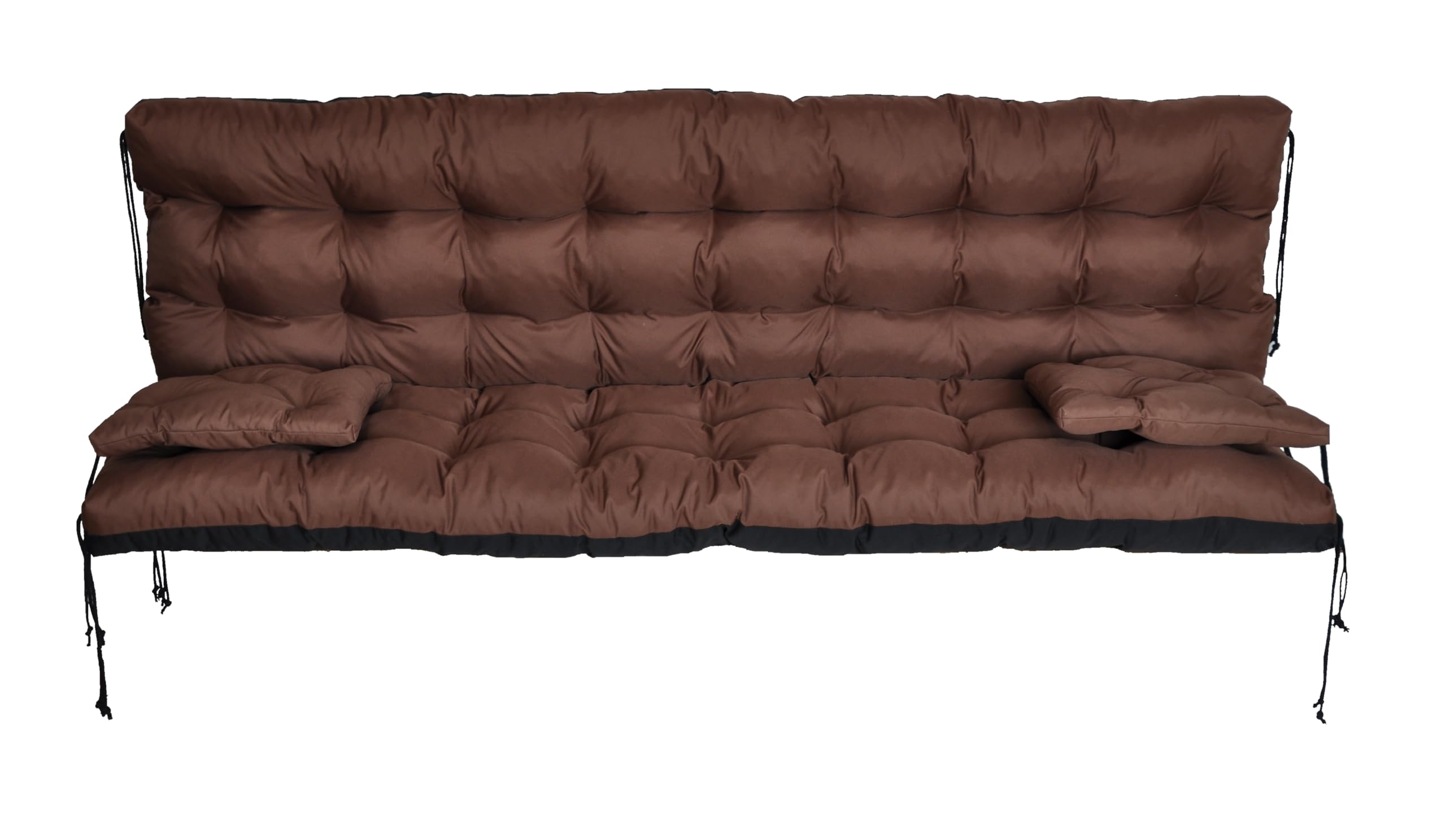 Cuscino Impermeabile Per Altalena Da Giardino - Misura 180x105x8 Cm, Imbottito, Con Cinghie Di Fissaggio, Colore Marrone - Foto 1