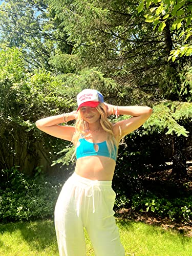 Funky Junque Bridal Snapback Trucker Hat - White Girl Wasted (White/Red/Blue) #TOP3