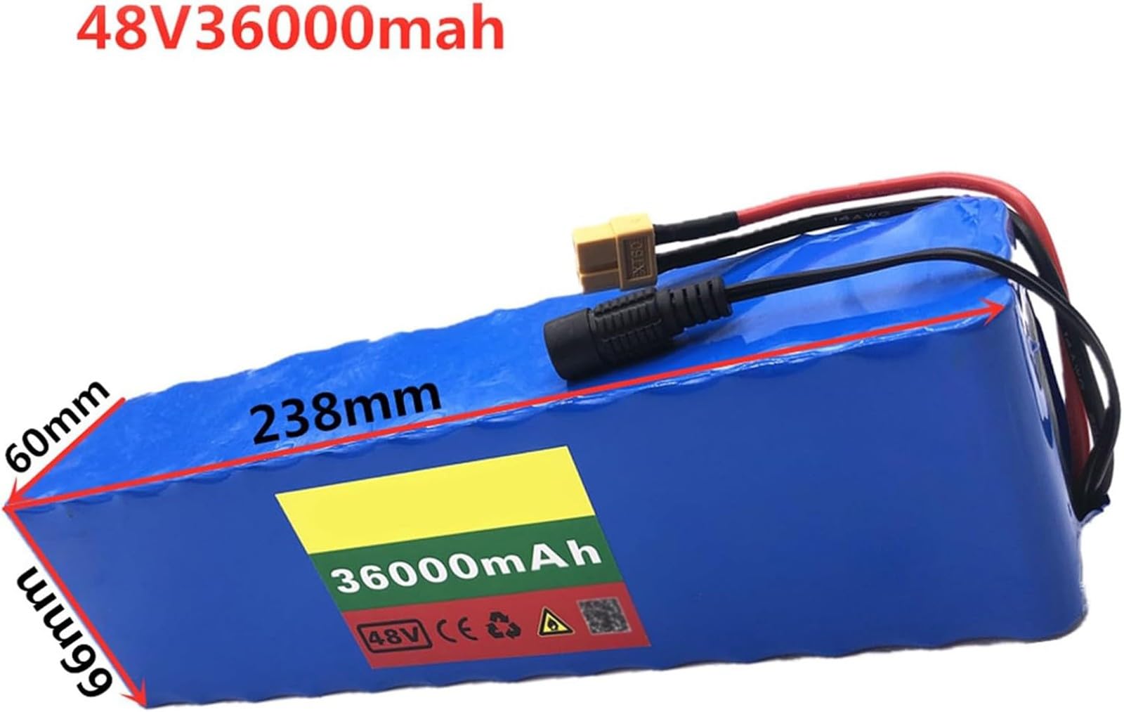 Akumulator litowo-jonowy 48 V 36 Ah 13S3P, z ładowarką, do roweru elektrycznego 200-500 W, złącze XT60
