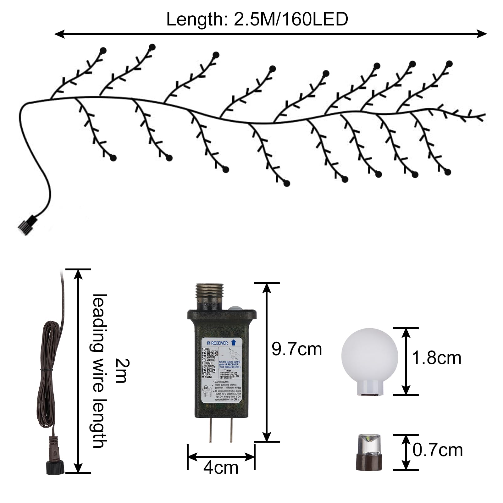Willow Vine Lights, 160 LED Vines for Home Decor with Remote, Christmas Decorations Indoor Walls Decor Artificial Plants, 8.2FT 20 Branches Lighted Vine Lights for Walls Bedroom Living Room (1 Pack)