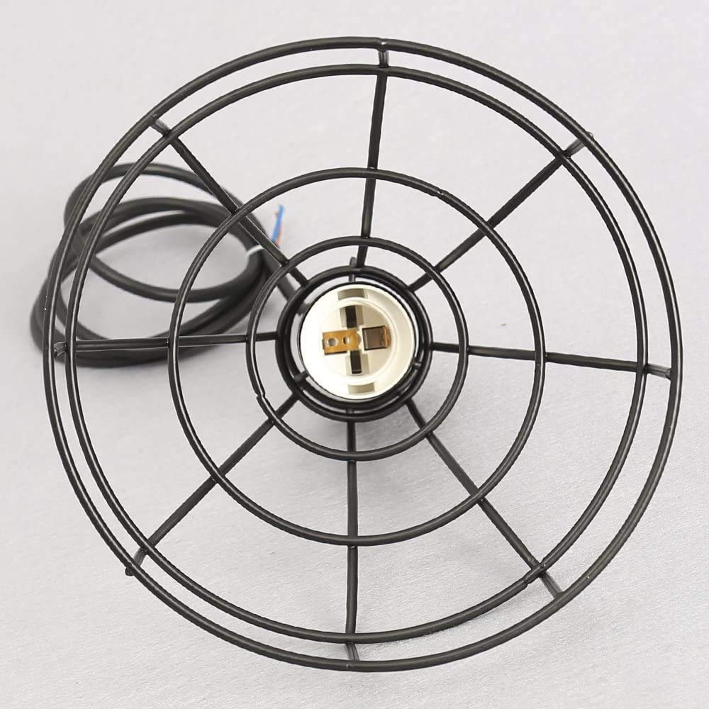 Lámparas de araña Forma Jaula Metal Vintage Iluminación de Techo Ajustable Estilo Loft Industrial Retro -Negro (E)