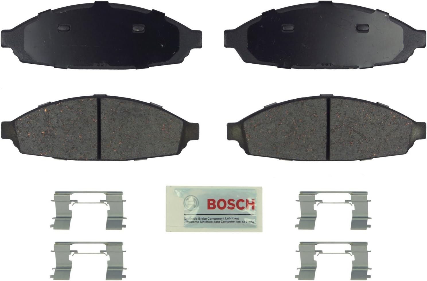 BOSCH BE931H Blue Ceramic Disc Brake Pad Set With Hardware - Compatible With Select Ford Crown Victoria; Lincoln Town Car; Mercury Grand Marquis, Marauder; FRONT