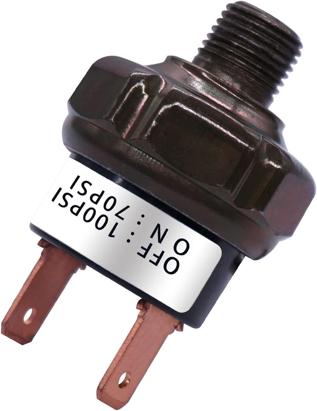 mankk Air Pressure Switch 70-100 PSI Thread 1/8" NPT 24V 12V DC Air Compressor Pressure Switch for Air Horn Train 70-100-1/8" NPT-BK