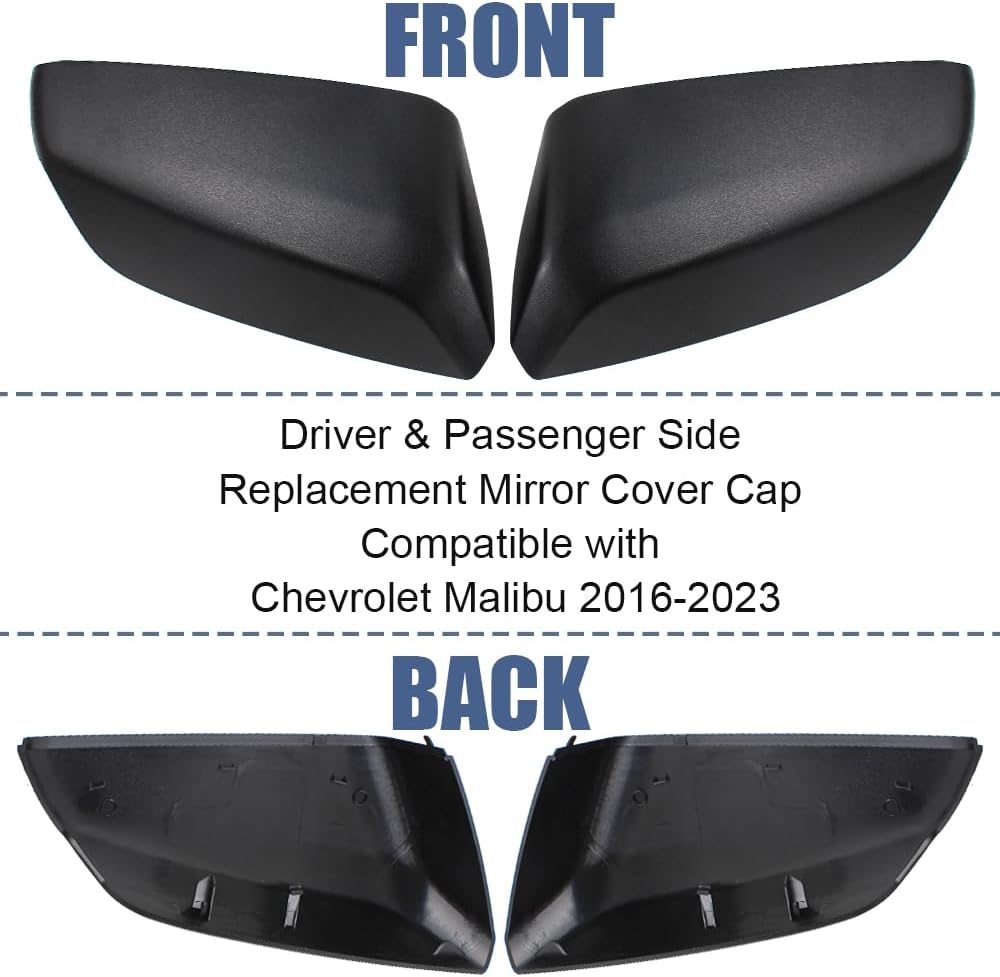 Side Mirror Cover Compatible with Chevrolet Malibu 2016-2024 Driver and Passenger Side Replaces 84026842 84026841 (Matte Black)