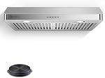 AMZCHEF Under Hotte de portée Cabinet 30 De pouce, 750CFM Cuisinière de cuisine en acier inoxydable 3 Contrôle du bouton de l'appareil d'échappement de vitesse LED lumières Lave-vaisselle-Safe Baffle Filtres Trois conception de sortie , Capuche en acier inoxydable avec contrôle de bouton, minuterie, LED lumières &