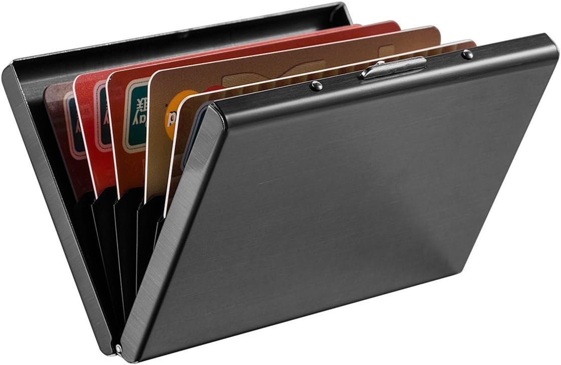 Stainless Steel Black Debit Credit Card Holder Series and Variations 6 Slot