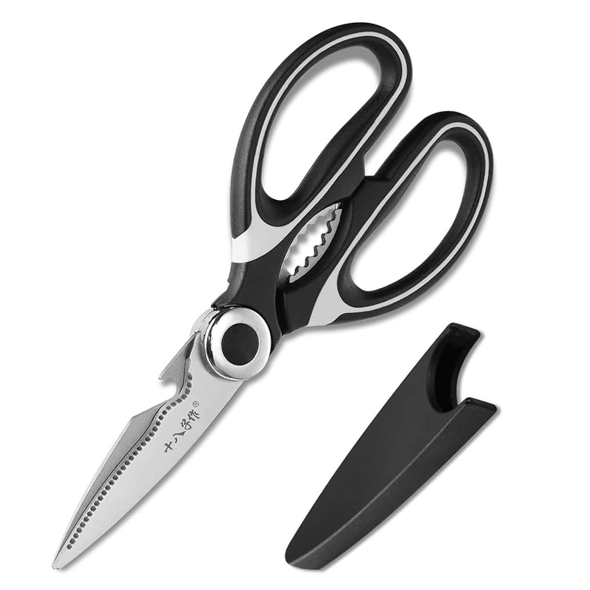 Immagine del prodotto SHI BA ZI ZUO Forbici da cucina resistenti con fodero per carne, pollame, multiuso, in acciaio inossidabile, Schiaccianoci - Apribottiglie