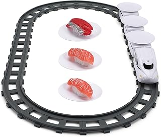 Totority Conveyor Belt Sushi Train Rotary, Train Rotary Food Train Set Sushi Electric Train Toys Railway Train Playthings for Home Family Without Battery Sushi Train