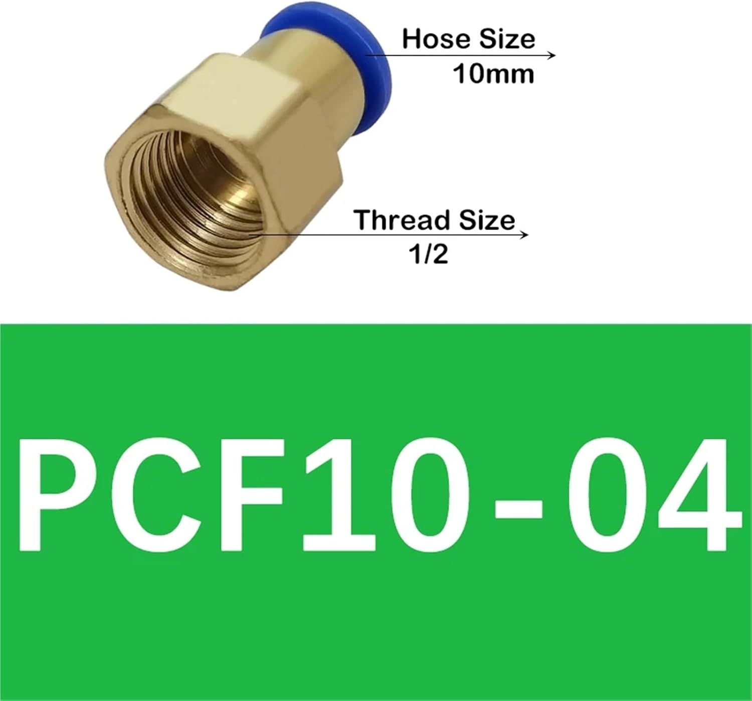 OD 4MM 6MM 8MM 10MM 12MM Thread 1/8 1/4 3/8 1/2Inch Pneumatic Connectors Female Straight One-touch Fittings 1Pcs(PCF10-04)
