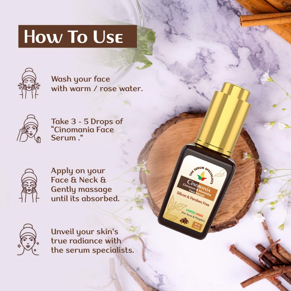Image of Cinomania Face Serum - Revitalizes & Rejuvenates Skin | Infused with Cinnamon for a Spiced Glow | Stimulates Circulation | All Skin Types - 30ml