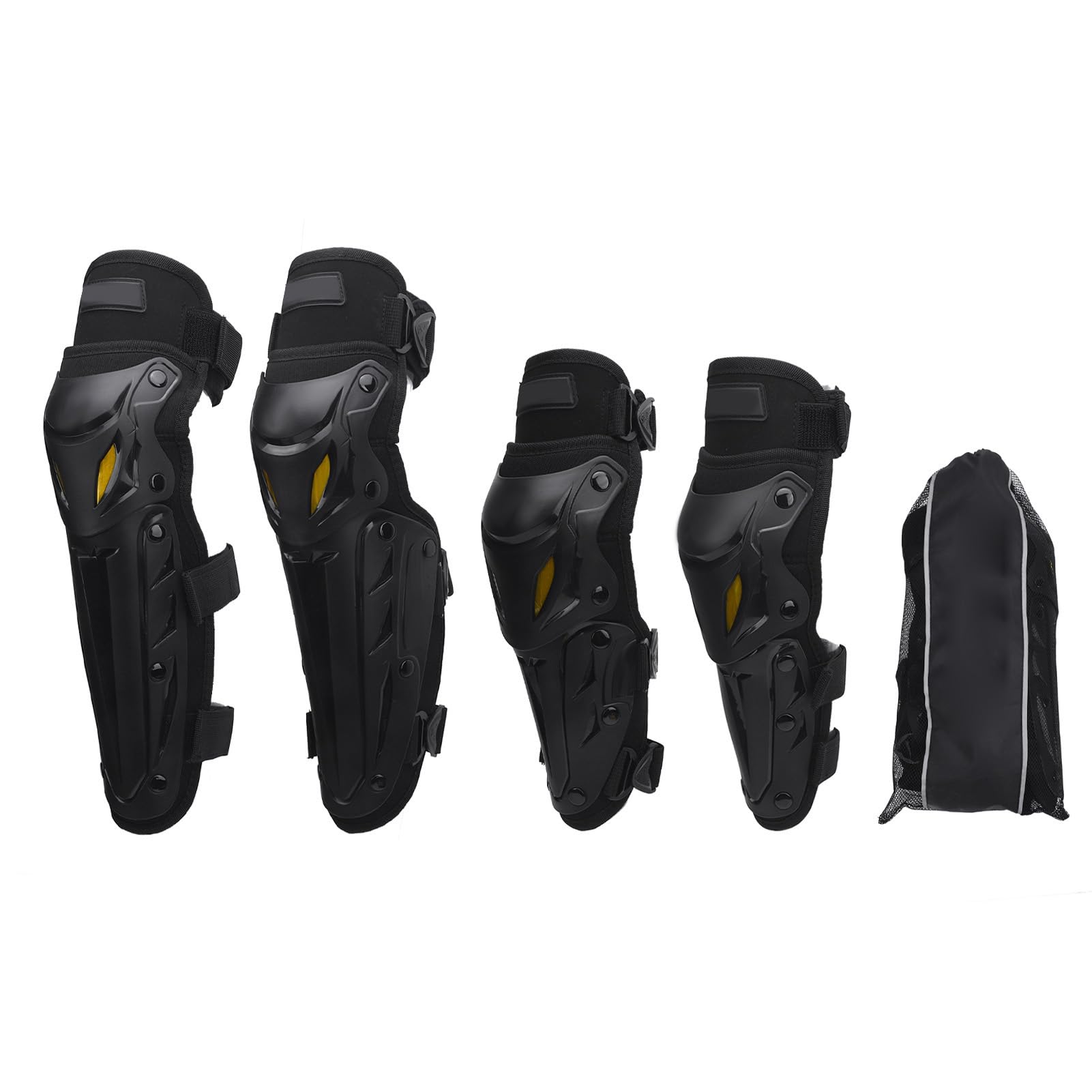 Aramox Ginocchiere Motocross Gomitiere 2 in 1 Equipaggiamento Protettivo Ginocchio Regolabile Parastinco con Design Precurvato a 180 Gradi Cinturino Plug-in per Motociclette per A