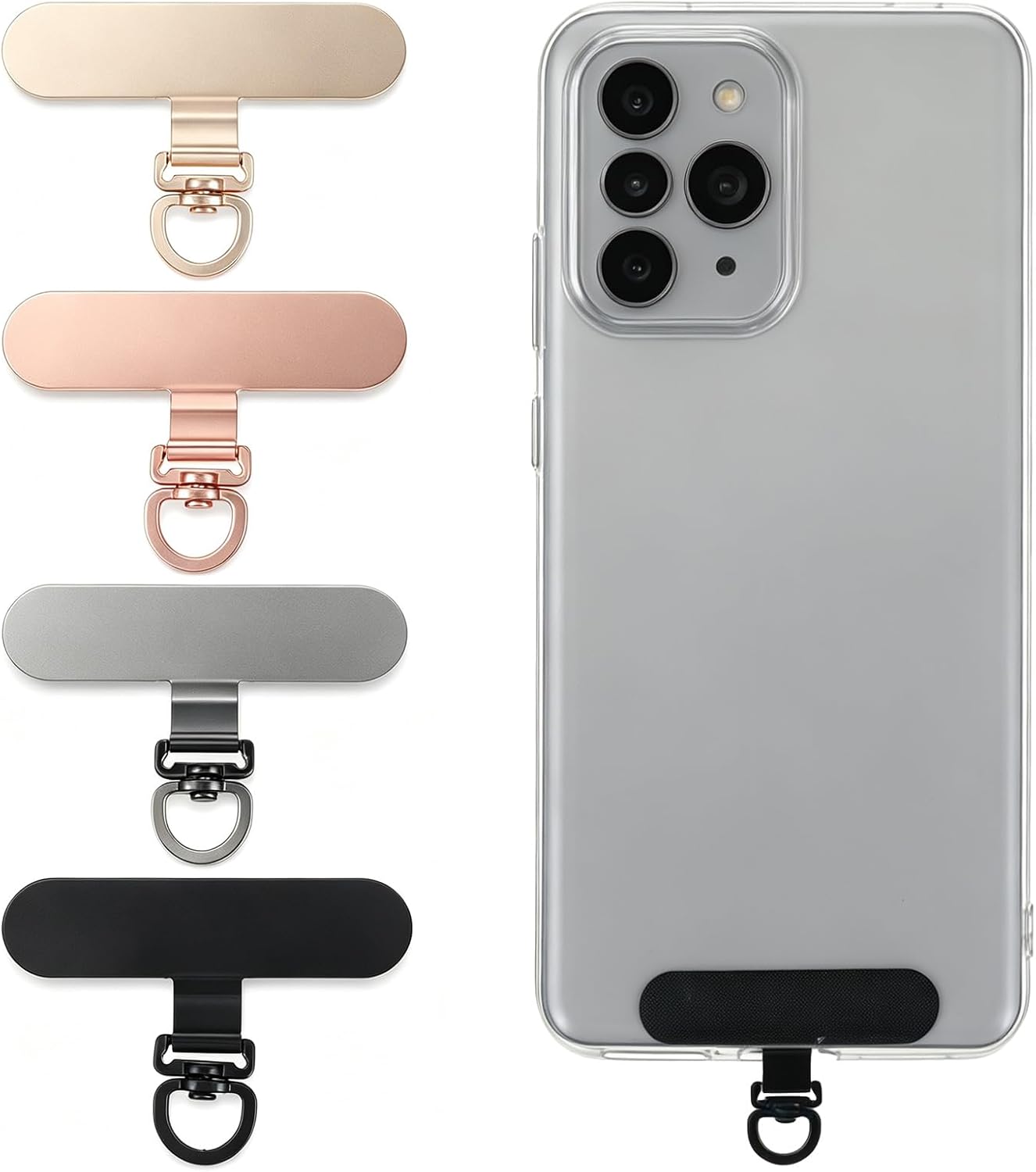 4 Pack 360° Rotating Metal Phone Tether Tab, Phone Charm Holder