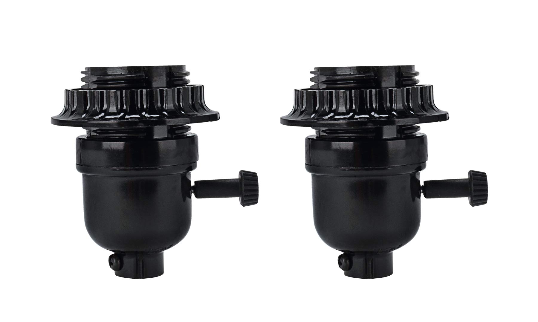 Aspen Creative 21311-22, Two Pack Set Phenolic 3-Way Lamp Socket with Turn Knob Switch in Black Light Accessory
