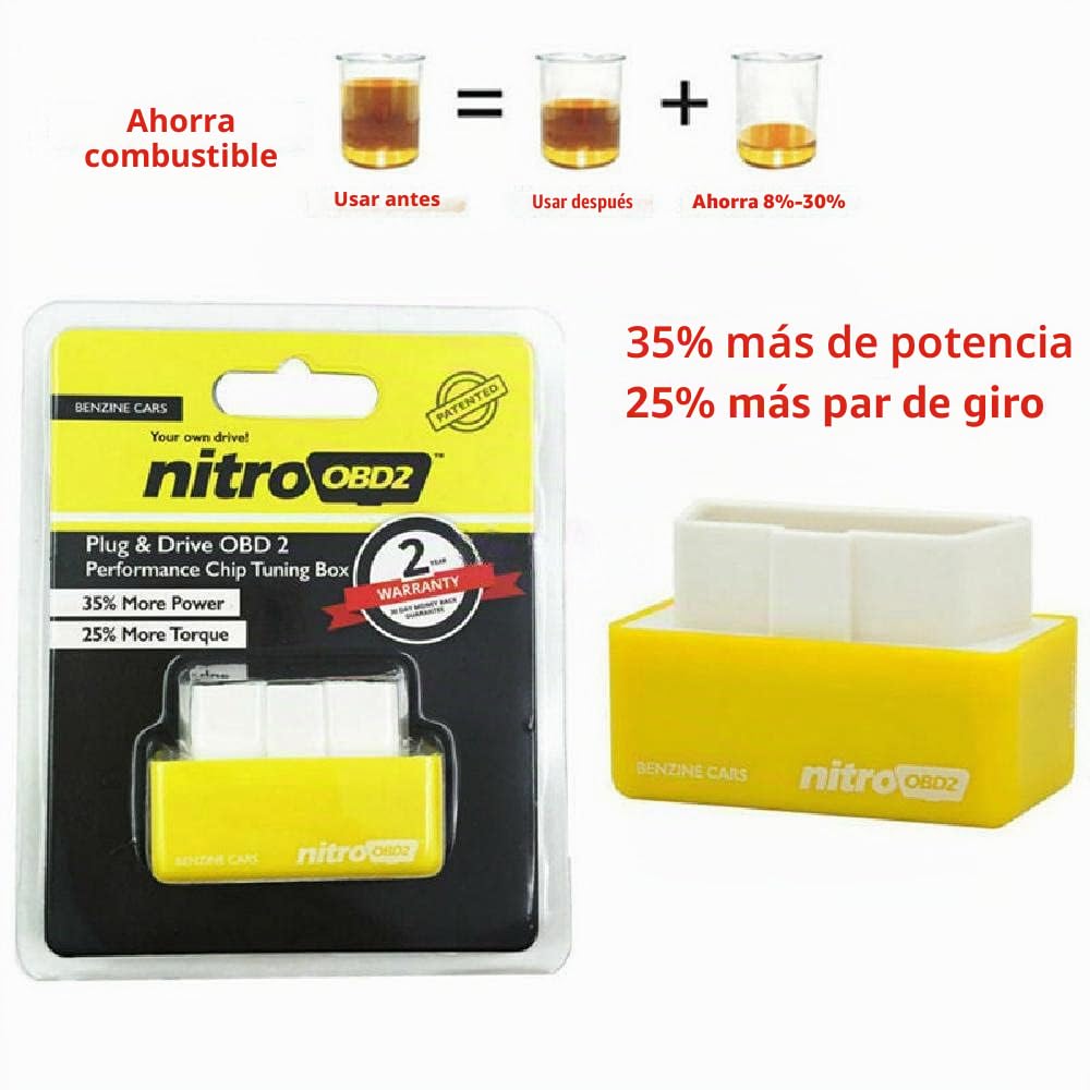 Baceyong Ahorro de Combustible de Actualización de Energía Nitro OBD2, Chip Tuning Box para Coches de Gasolina, Rendimiento de Reasignación de ECU del Motor de Potencia