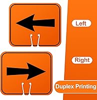 Vista 4 de Geetery 6 letreros de desviación naranja con flecha de tráfico, cono de carretera, direccional superior izquierda, derecha, flechas rectas