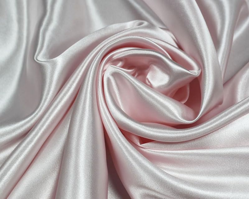 Needleberry Satin Fabric –148cm – 100% Polyester – Smooth, Glossy Material for Dressmaking, Crafts, Lining & Wedding Décor (Pale Pink, 3 Meters)