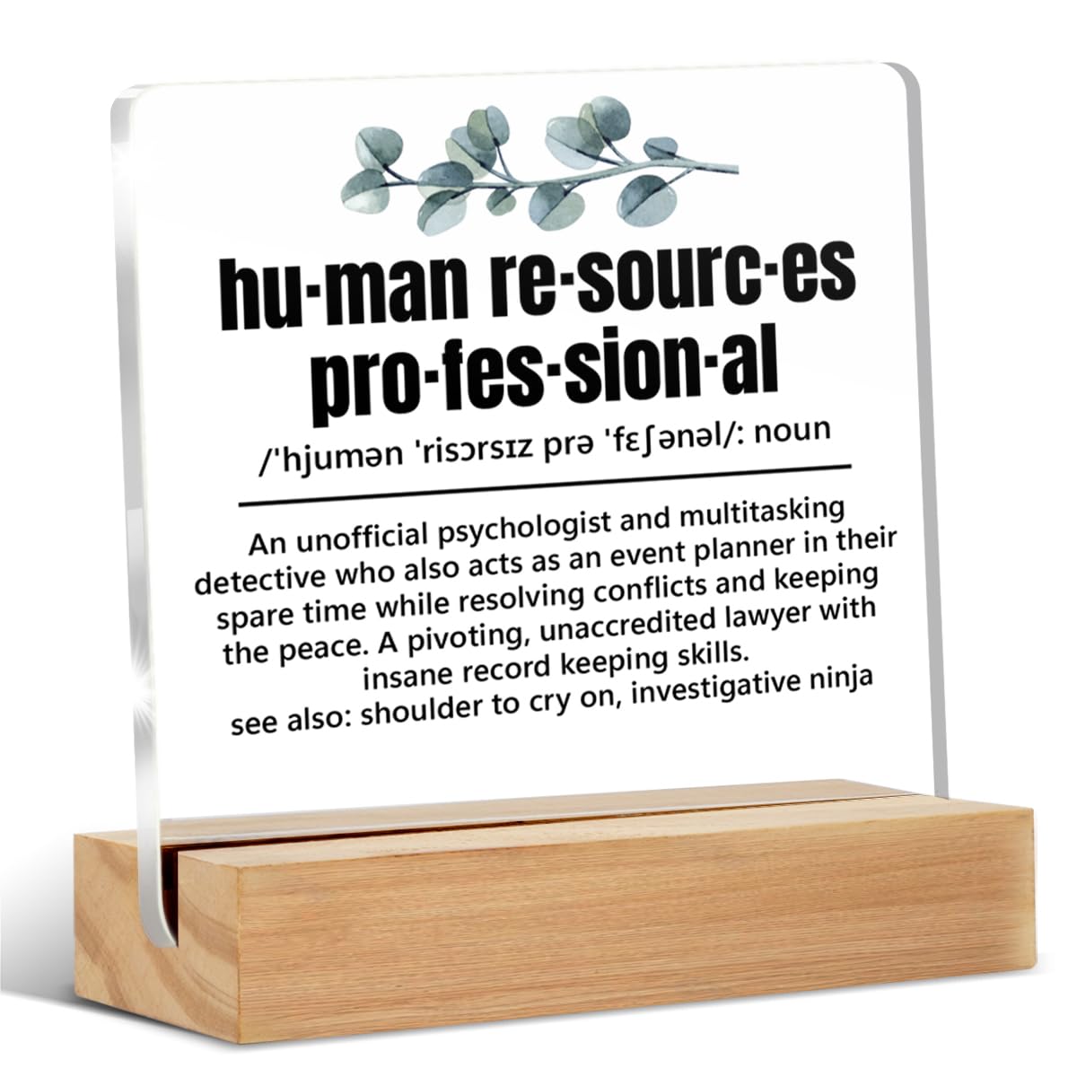 HR Gifts for Office, Human Resources Professional Gift, HR Gifts for Coworkers Women, Human Resources Professional Definition Acrylic Sign Office Keepsake