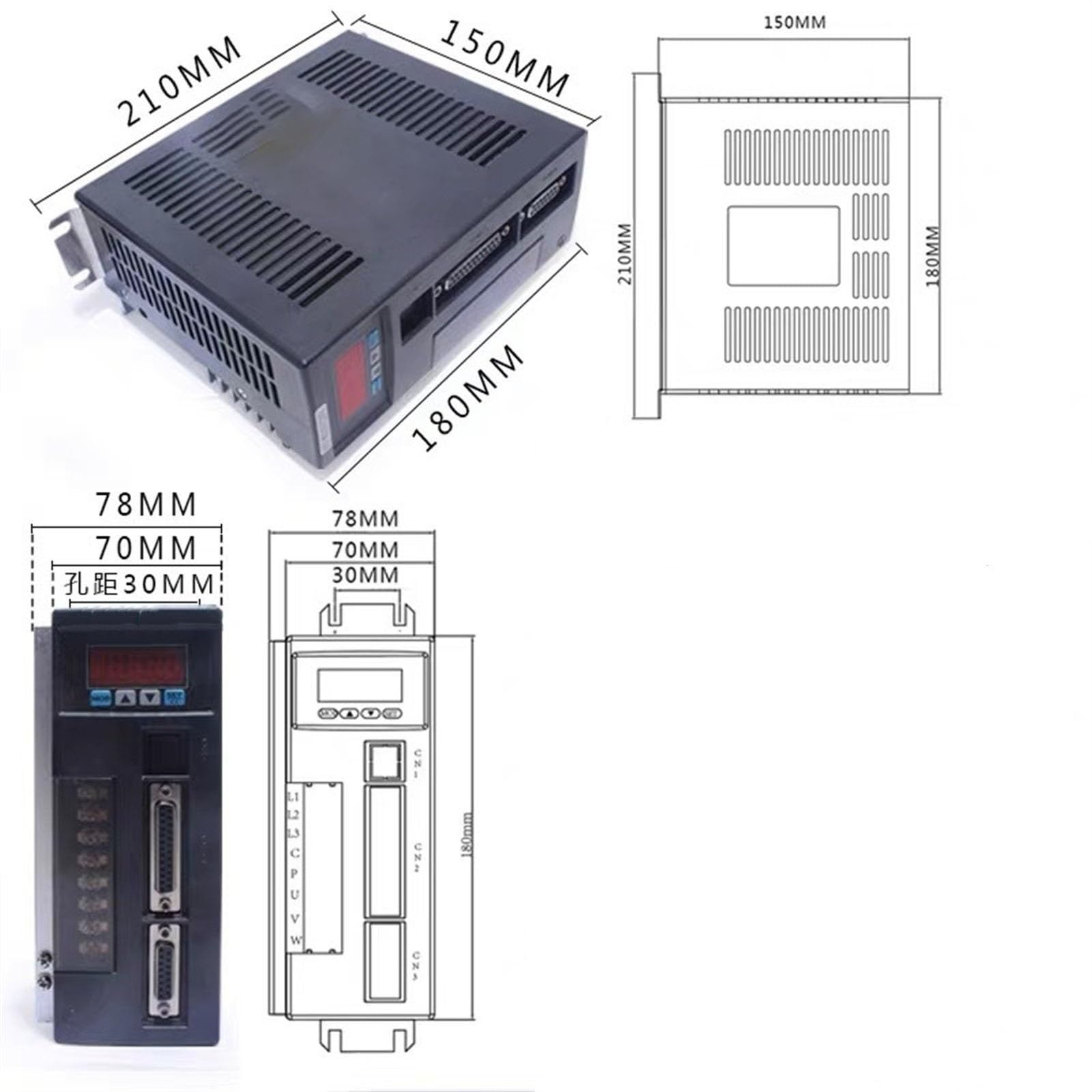 GTPBAO servo CNC Servomoteur 0,75 KW 80ST-M02430 avec Ensemble d'entraînement 15A, 2,39 n, 750 W, 3000 TR/Min, 220 V, monophasé, AC, câble de 3 mètres Contrôleur Industriel