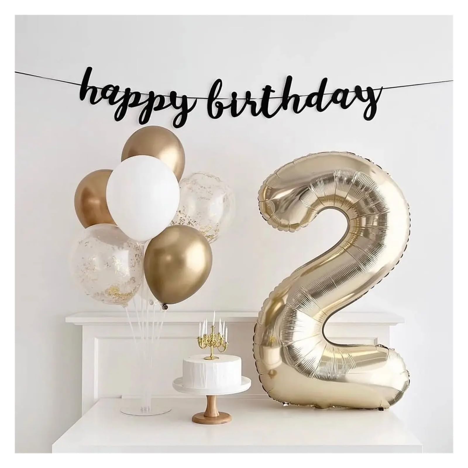 Folienballons, 50 Stück, 101,6 cm groß, weißgold, hellgold, digitaler Folienballon für Mädchengeburtstage, Helium, große Zahl 0–9, Ballon-Dekoration