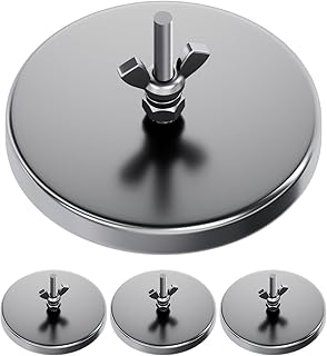 4Pack 3.2" Strong Round Base Magnet, 100LBS+ Heavy Duty Magnets with 0.27" Center Hole for mounting, Magnetic Flag Holder with Assemblable M6 Bolt nut washers and Wing nuts for Wire Loop Flags