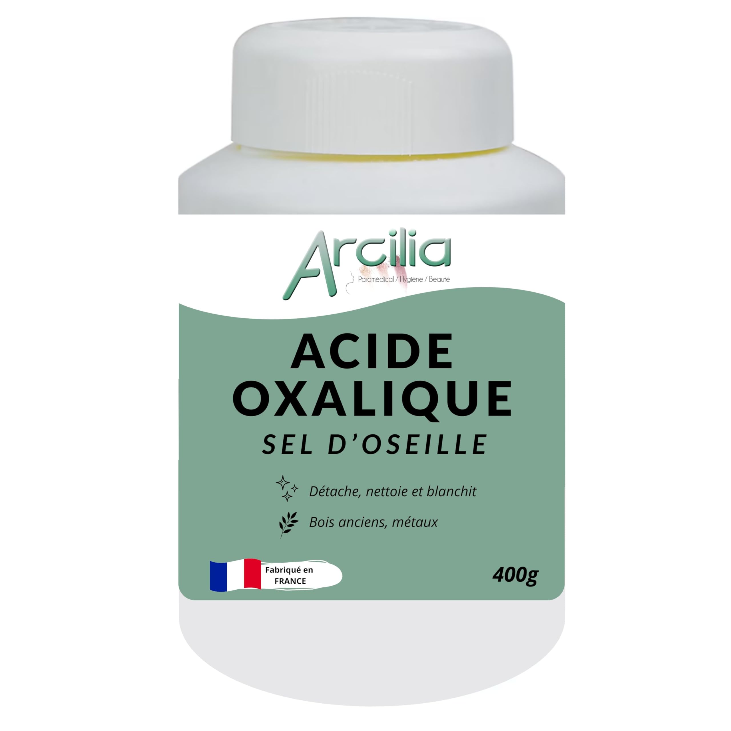 ARCILIA - Acide oxalique sel d’oseille - nettoie métaux & bois anciens - 400 g - Fabrication française - x1