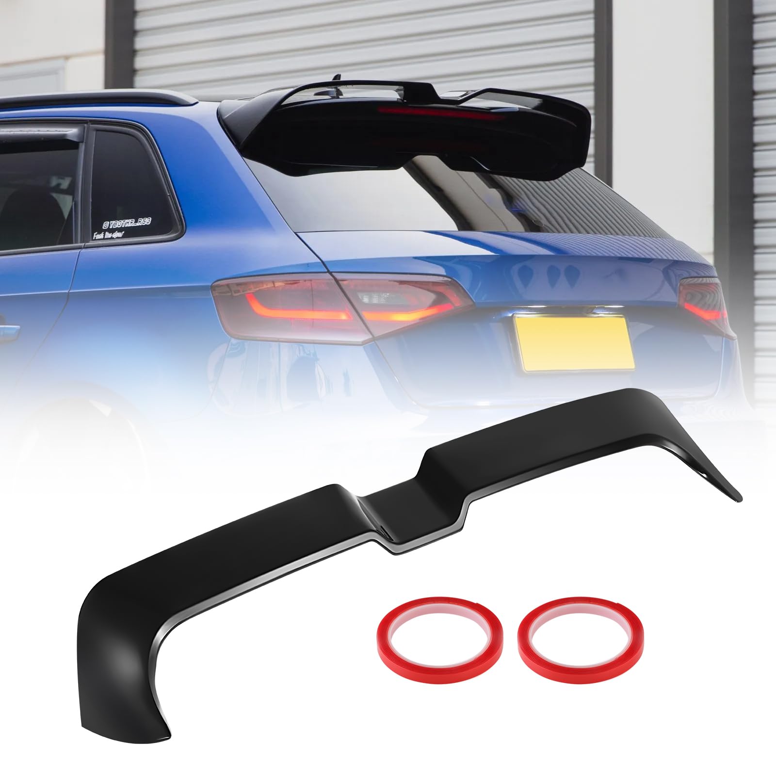 Alettone posteriore compatibile per Audi A3 S3 RS3 8V Sportback 5 porte 2013-2020 Lip Splitter per tetto posteriore Alettone per bagagliaio (nero lucido)