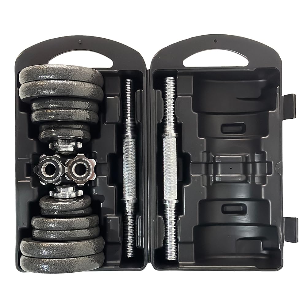 SPORTINATOR® "Machine" Hantel Set mit Koffer – Kurzhantel oder 2-in-1 Hantelset (15–40 kg) – Gusseisen & Stahl – Für effektives Ganzkörpertraining zu Hause oder unterwegs