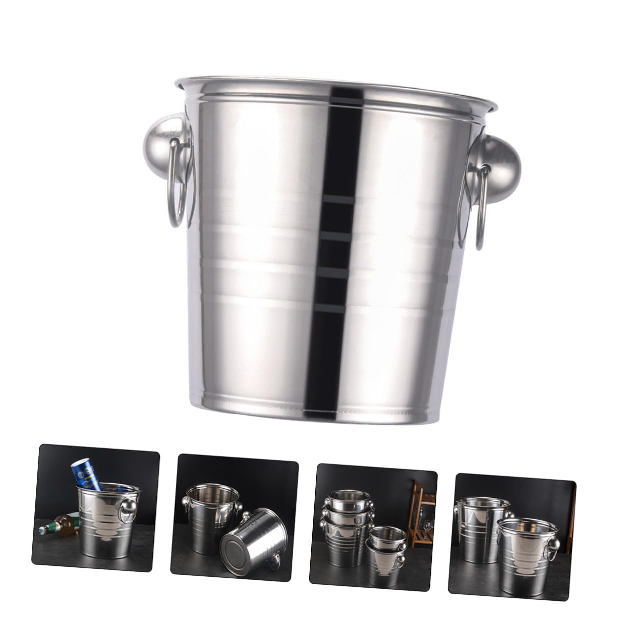 TOYANDONA Secchiello per Ghiaccio Portatile in Acciaio Inox 11l Manico Robusto, Secchiello Rinfrescante per Bottiglie di Vino e Birra, per Feste e Uso Cucina