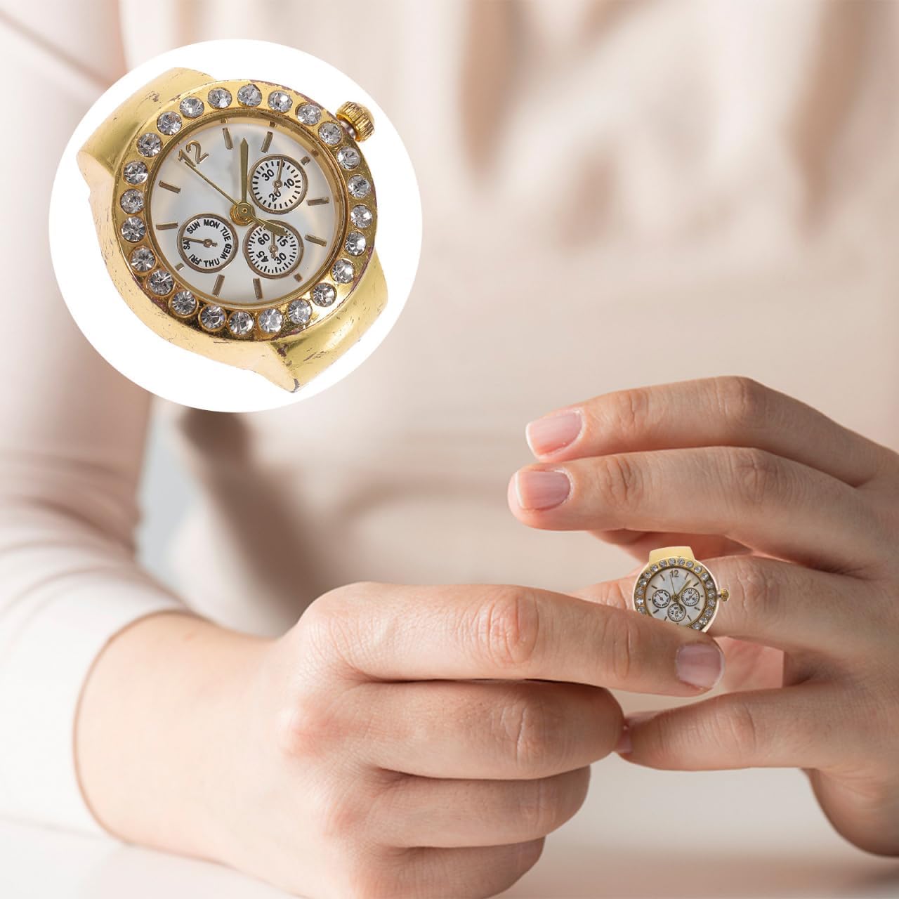 POPETPOP Finger Watches for Women : Vintage Watch Ring Quartz Ring Clock Finger Round Clock - s for Women Finger