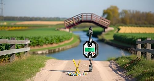 Miniatura 9 de Klau Mini grúa portátil de 150 kg  300 lb Pesas colgantes digitales resistentes con pantalla LCD con retroiluminación para el hogar, granja, caza al