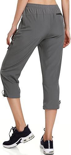 Miniatura 3 de Ksmien Pantalones Capri de Senderismo Ligeros para Mujer de Secado Rápido Entrenamiento Cargo Capris Resistente al Agua UPF 50+ Bolsillos con