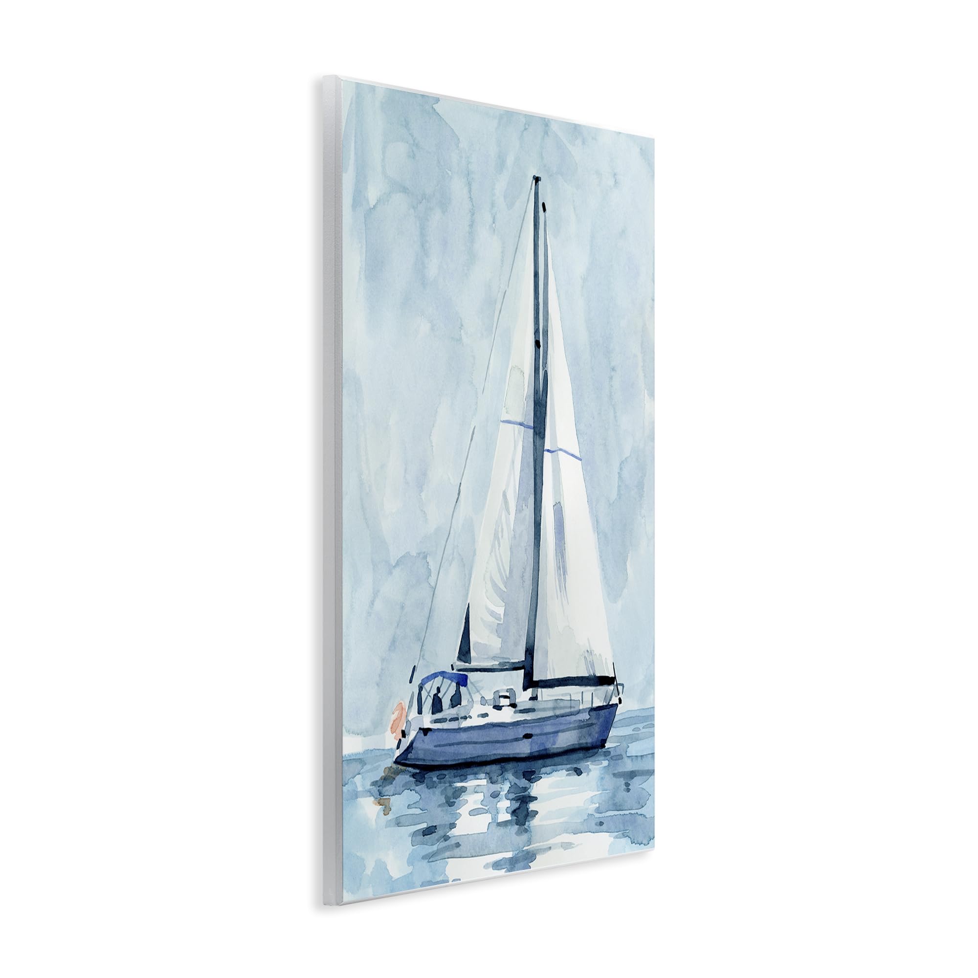 Amazon｜Stupell Industries マリンブルー ヨット 海岸 水彩 絵画 Emma