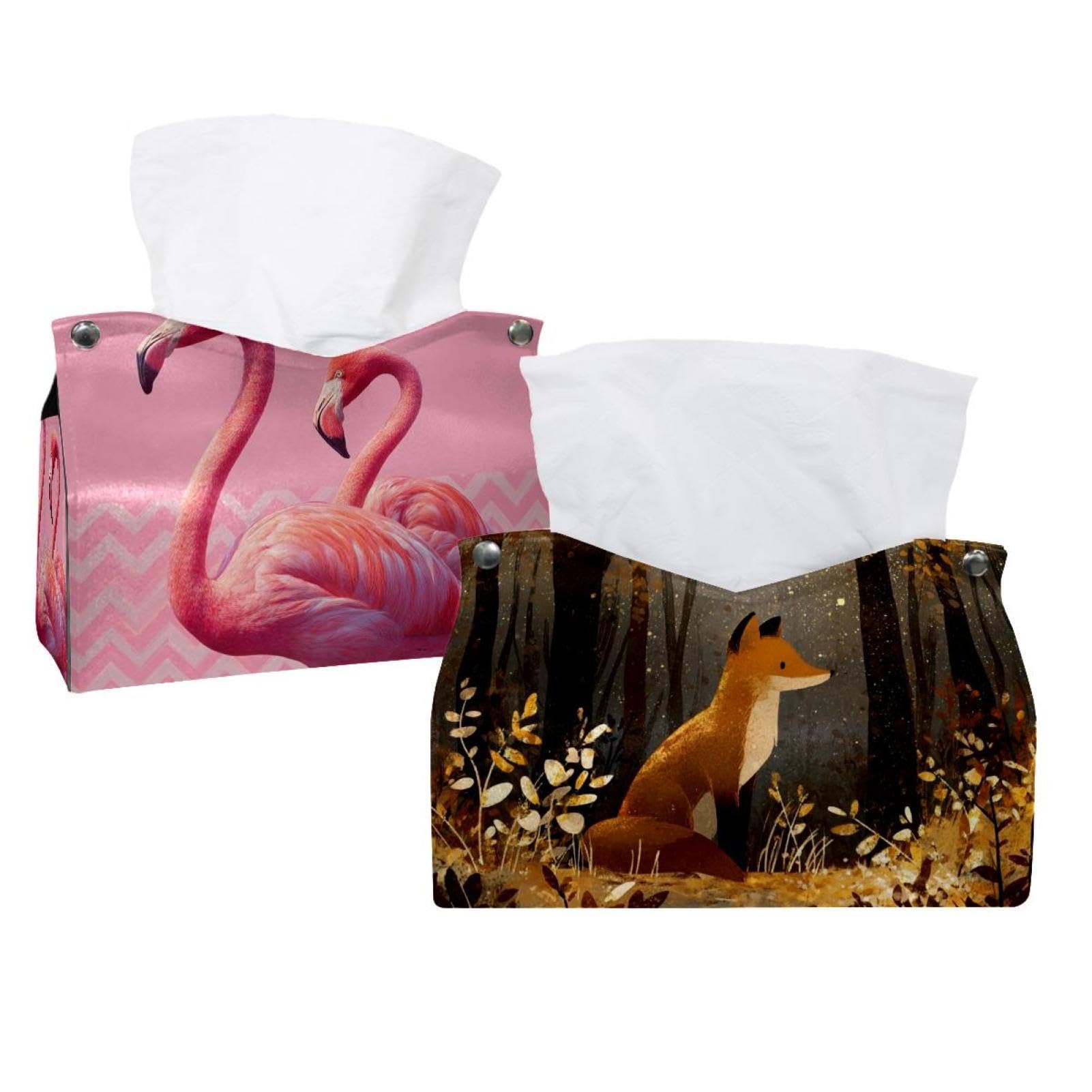 Housse boîte mouchoirs renard automne tissu rectangulaire