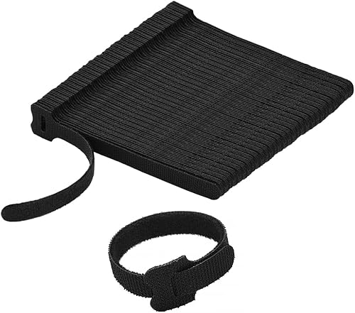 Miniatura 4 de Maxxima Bridas negras reutilizables de 6 pulgadas, correa de cincha multiusos, gancho de sujeción y bucle ajustable, organizador de paquetes de