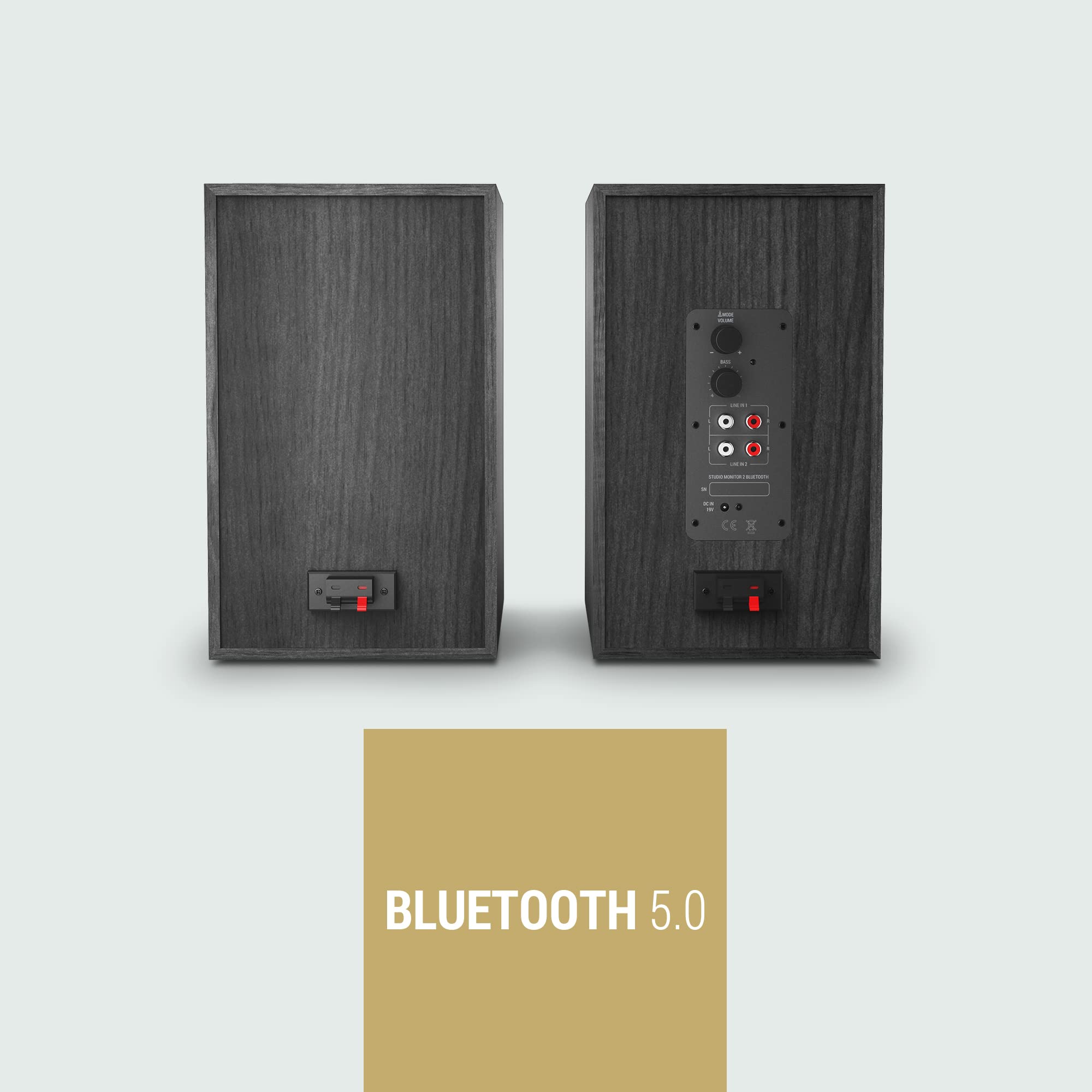 Energy Sistem Studio Monitor 2 - Set di due altoparlanti attivi da scaffale 2.0 (Bluetooth 5.0, doppio ingresso RCA, 50 W, struttura in MDF) Nero