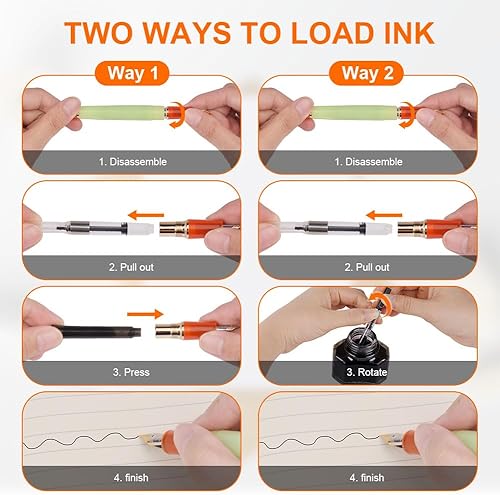 Miniatura 2 de AUAUY Pluma estilográfica, pluma estilográfica mixta transparente, pluma de escritura de tinta recargable de 0.015 in, punta extrafina, bolígrafo de
