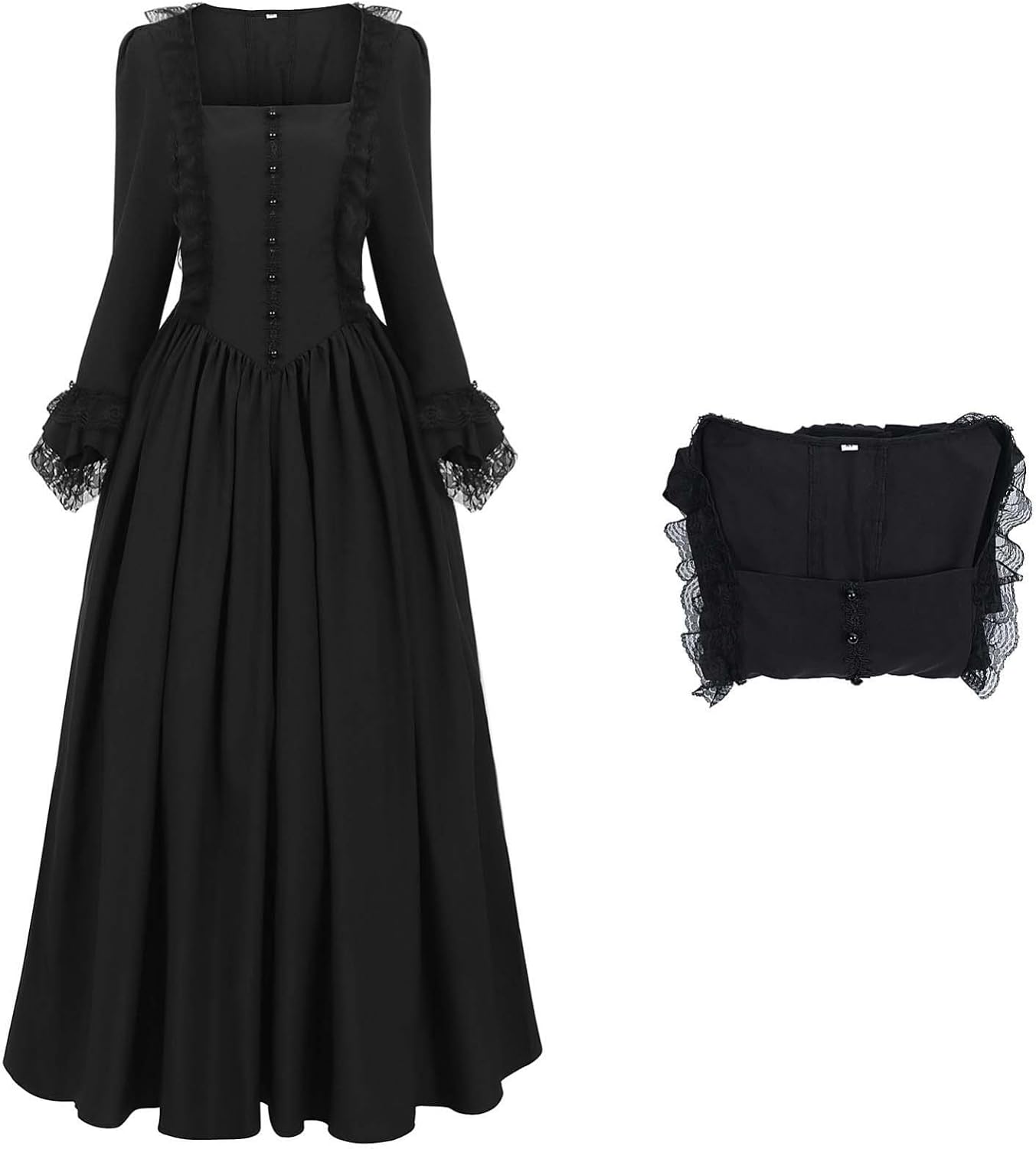 Pioneer Colonial Dress for Women 1800s Victorian Renaissance Prairie Pilgrim Civil War Dresses Halloween Costume