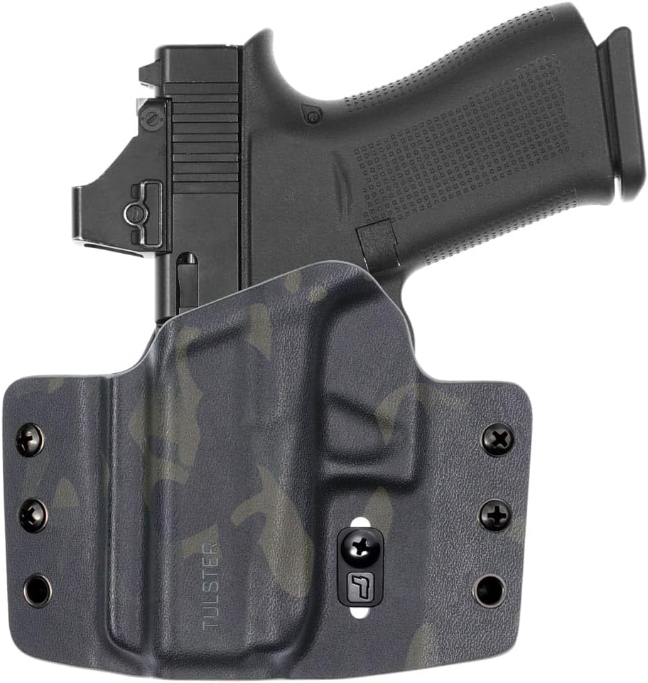 Tulster OWB Contour Kydex Holster in Left Hand fits: Glock 43 / 43X / MOS | Optic Compatible Outside The Waistband Concealed Carry