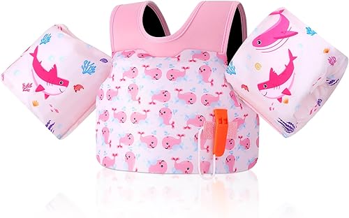 Miniatura 10 de MoKo Chaleco de natación para niños pequeños de 13-30/20-50/22-66 libras, flotadores de brazo de natación de dibujos animados, alas de agua,