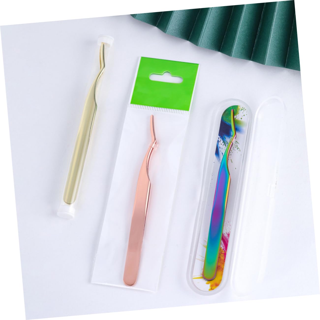 PartyKindom 2Pcs Professional Eyelash Extension Tweezers Curved Tip Stainless Steel Eyelash Tweezers for Women Lightweight Design for Isolating and Picking Up Lashes