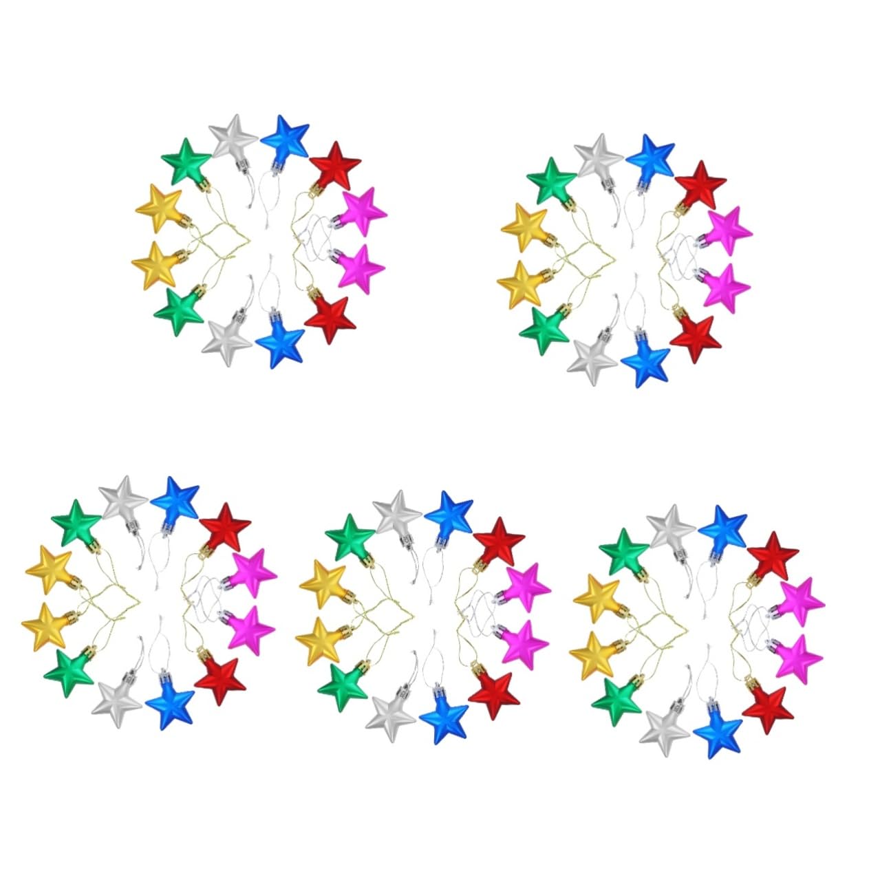 PRETYZOOM 5 Set Di Ornamenti Natalizi Pendenti A Forma Di Stella Decorazioni Natalizie A Forma Di Stella 12 Pezzi * 5