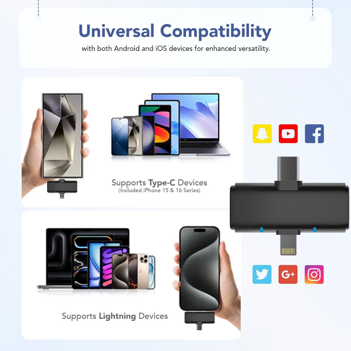 LEKATO Wireless Mic with Noise Cancellation | Dual Channel Mic Wireless for iPhone & Type-C Android | Microphone for Video Recording, YouTube, Vlogging, Live Streaming | Charging Case Included - Image 6 thumbnail