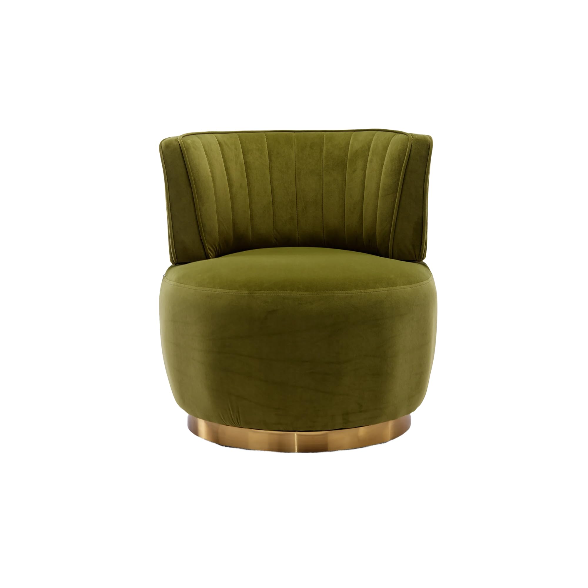 Sedia girevole moderna a 360 gradi, con finitura in velluto morbido, schienale comodo, struttura stabile, adatta per soggiorno, camera da letto, studio, verde oliva