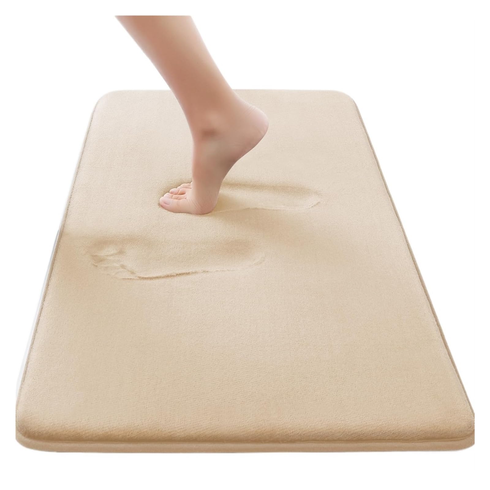 Shower Mat Solid color sponge flat bathroom bathtub anti-skid and absorbent floor mat(Light yellow,500MMx800MM)