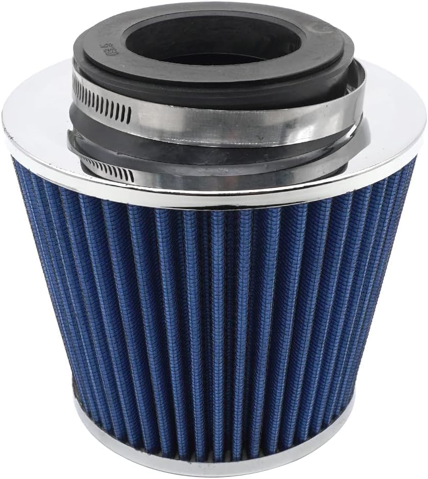 Alco 3" 75mm Car SUV High Flow Short RAM/COLD Air Intake Vent Cone Filter Cleaner Interior Performance Accessories (Blue)