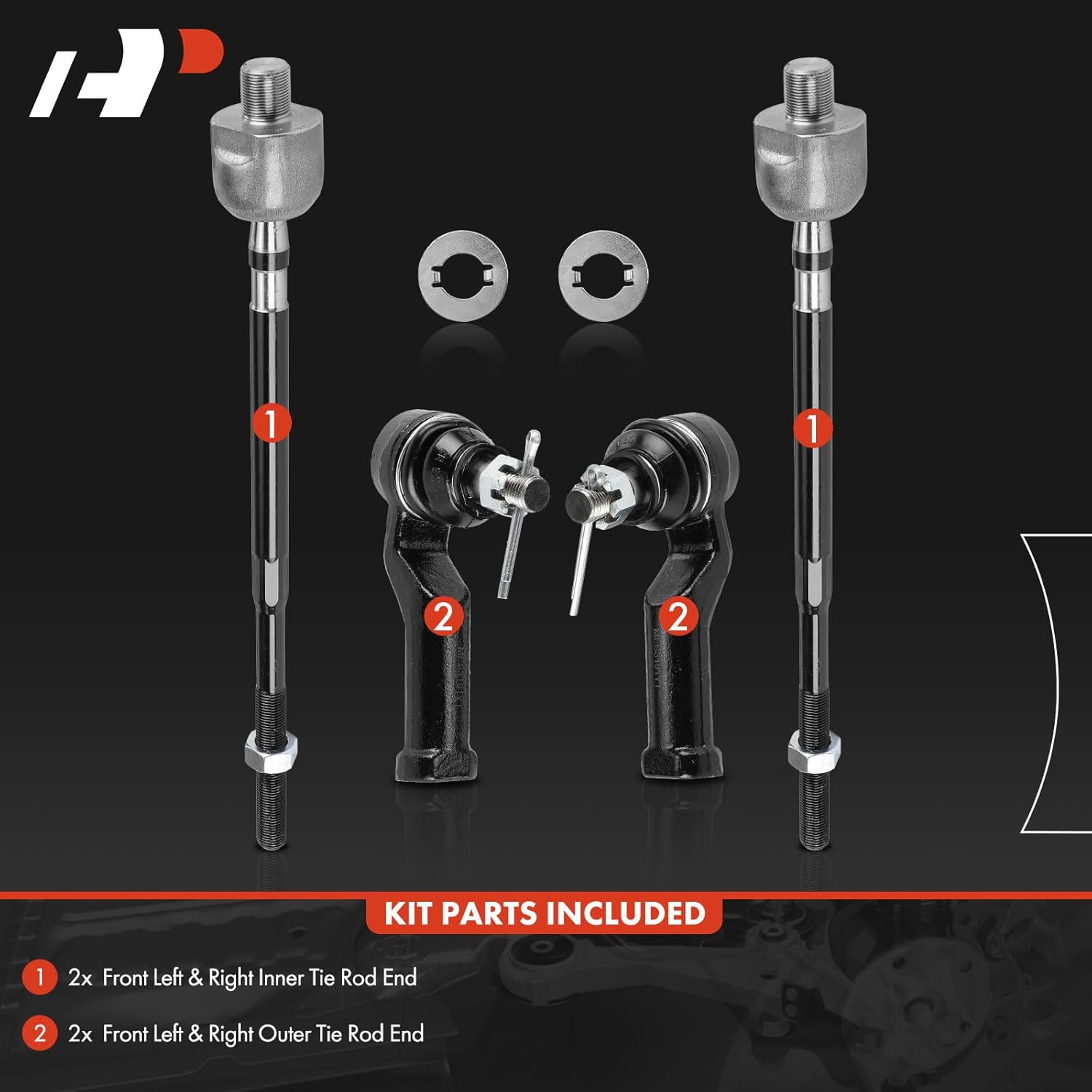 A-Premium Set of 4, Front Inner & Outer Tie Rod End Kit, Compatible with Mazda Miata 1990-1997