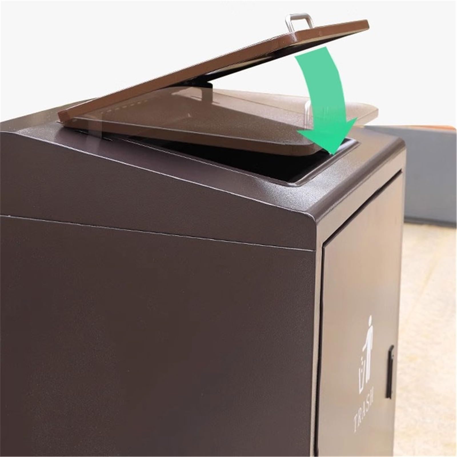 cestino per rifiuti all'aperto Pattumiera for rifiuti da esterno con coperchio, area pubblica for fumatori, pattumiera in metallo pedale(Piccolo)