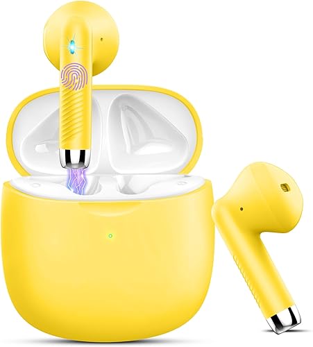 Miniatura 11 de Auriculares inalámbricos, auriculares Bluetooth 5.4 con graves estéreo, auriculares Bluetooth en el oído con cancelación de ruido y micrófono, Rojo