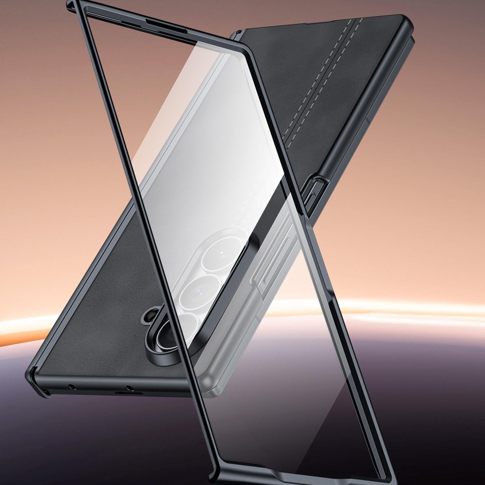 Funda para Samsung Galaxy Z Fold 8 Ultra, Cuero Guscio Rasguño Resistente | With Protector Pantalla Case(Marrón)
